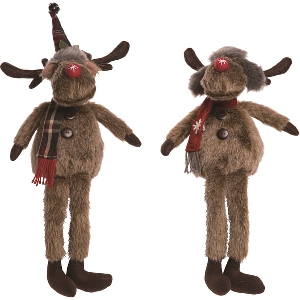 Rustic Plush Plush Rustic Moose Shelf Sitter Decorative Figurines for Christmas ...
