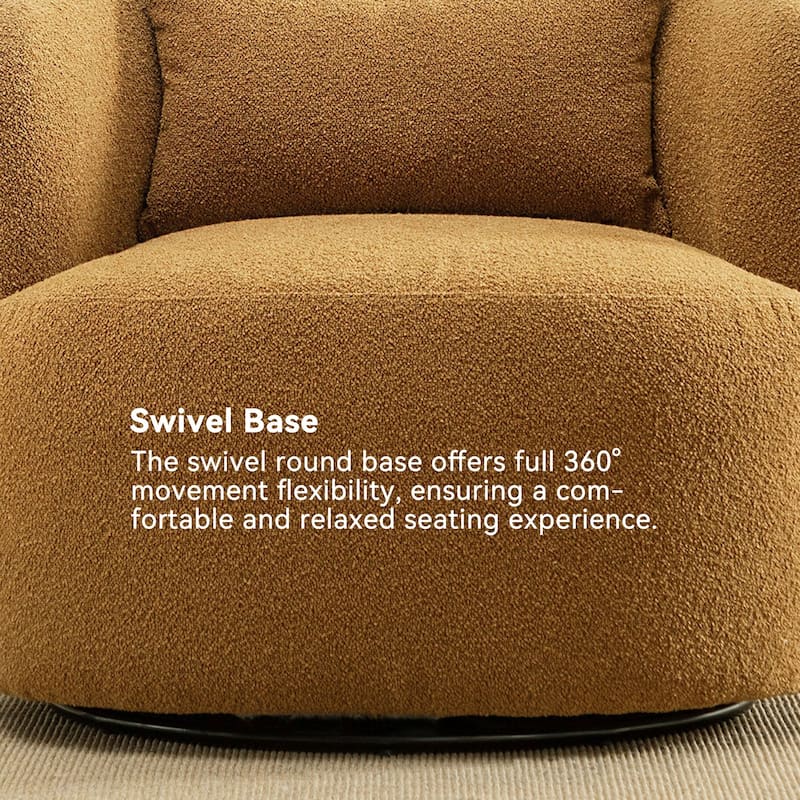 KINWELL 34" Sherpa Swivel Accent Chair Boucle Upholstered Armchair