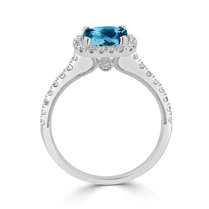 Auriya 1 7/8ct Cushion-cut Sky Blue Topaz and Halo Diamond Engagement Ring 3/8ctw 14k Gold