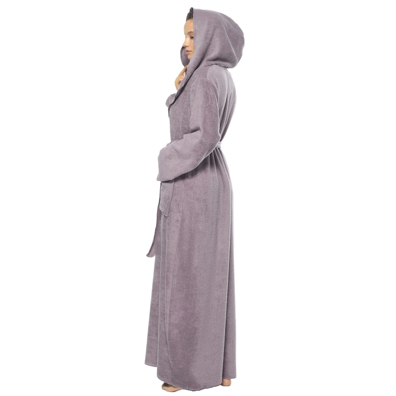 Women's Angel Stlyle Robe Ankle Long Hooded Turkish Cotton Bathrobe