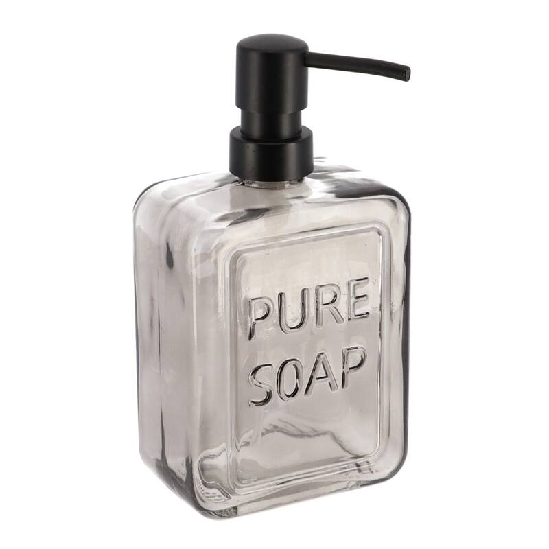 vintage Glass Soap Dispenser PURE SOAP 18 FL OZ - 18 Fl Oz - Smoked