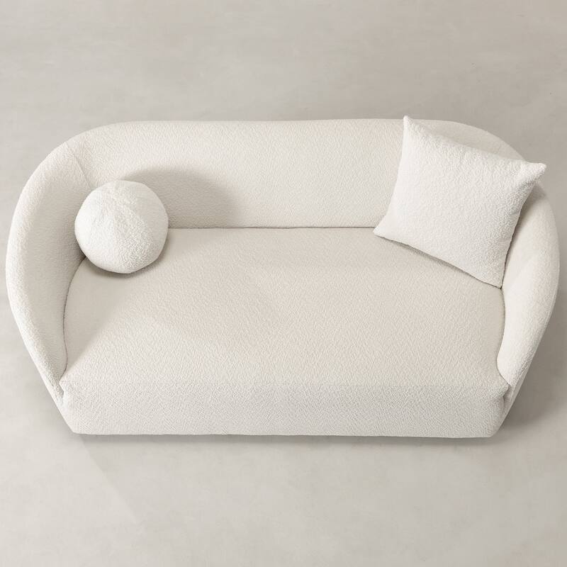 KINWELL 68" W Upholstered Sherpa Boucle Loveseat with 2 Pillows - 2-Seater
