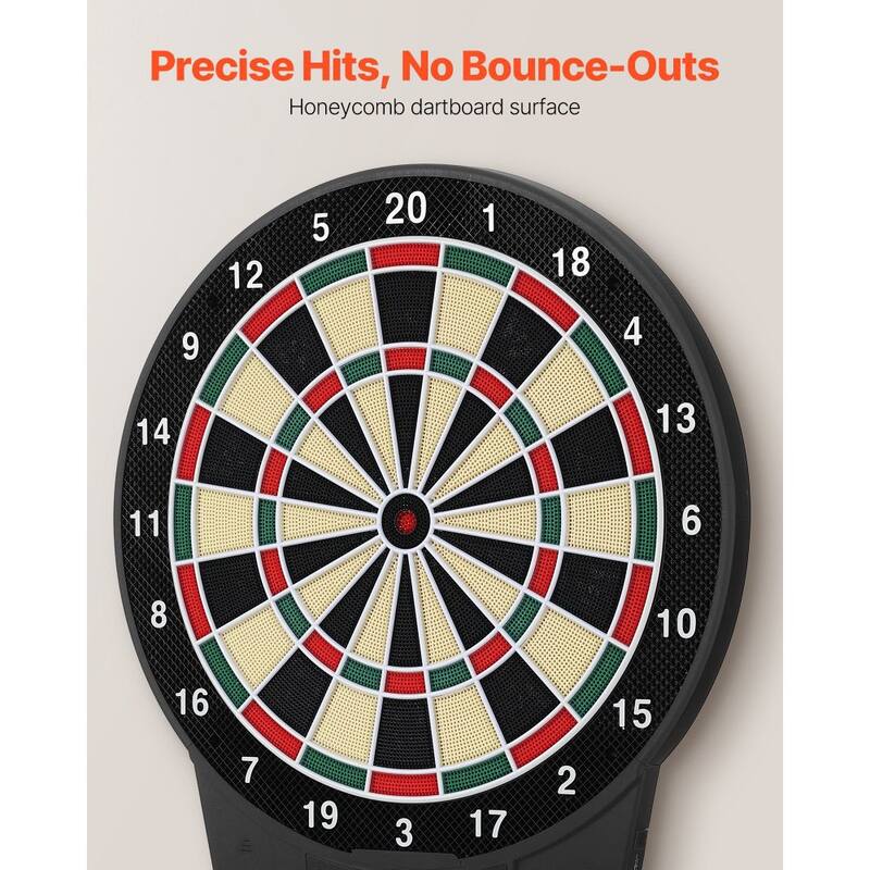 Premium Electronic Dartboard 15.5 Inch LCD Display 43 Games 8 Player Soft Tip Darts Set - 22.44 x 19.65 x 1.38 inch