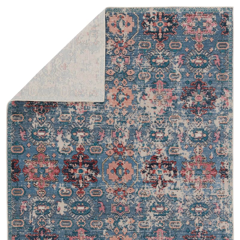 Farella Indoor/ Outdoor Oriental Blue/ Pink Area Rug