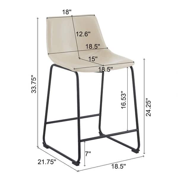 dimension image slide 1 of 2, Cedric Faux Leather Counter Stool (Set of 2) by Christopher Knight Home