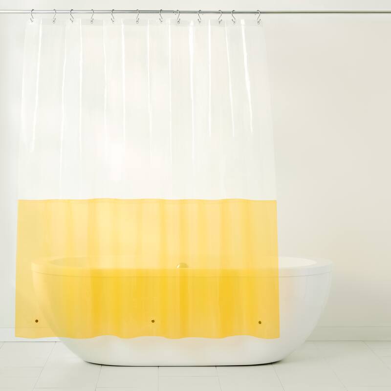 TOWN & COUNTRY PLAY Ciara Mod Colorblock PEVA Shower Curtain Liner - Clear/Yellow