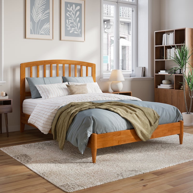 Quincy Full Solid Wood Low Profile Platform Bed in Light Toffee