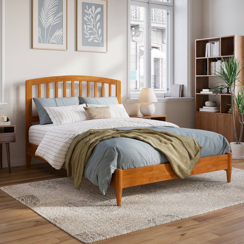 Quincy Solid Wood Low Profile Platform Bed - Light Toffee - Full