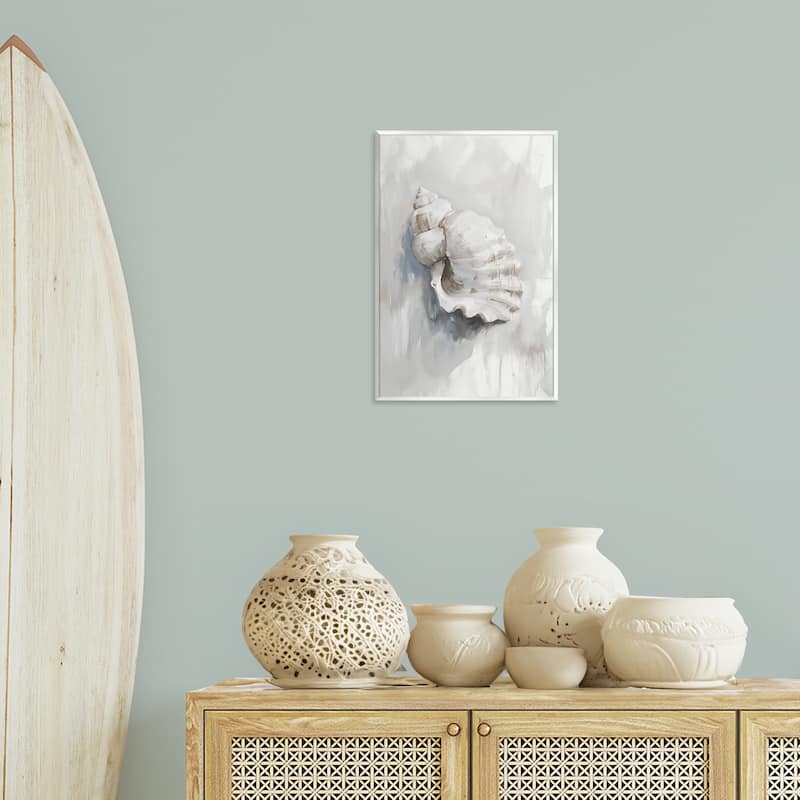 Stupell Neutral Curved Seashell Wall Plaque Art Design By Ramona Murdock