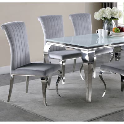 Majestic Cabriola Design Grey Velvet Dining Chairs with Chrome legs (Set of 4)