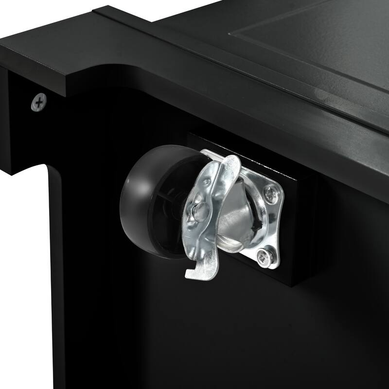 48.50'' Fluted Kitchen Island with Power Outlet, Rolling Wheels, 3 Drawer, 3 Open Side Racks and 10 Gallon Garbage Bin