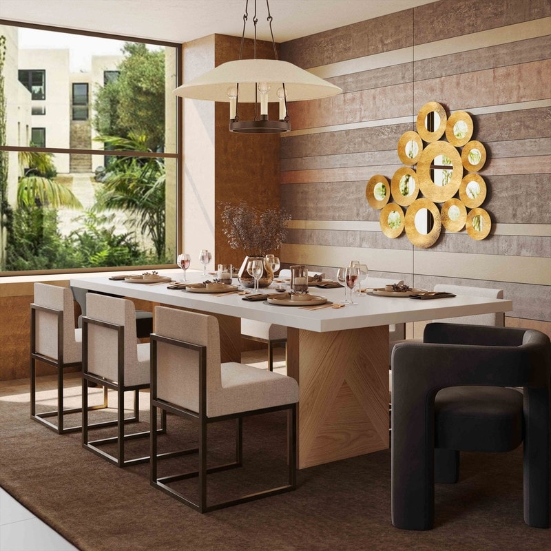 Madeline White Gloss and Natural Ash Dining Table Bed Bath