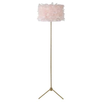 59" Fiona Feather Shaded Tri Leg Floor Lamp - pink
