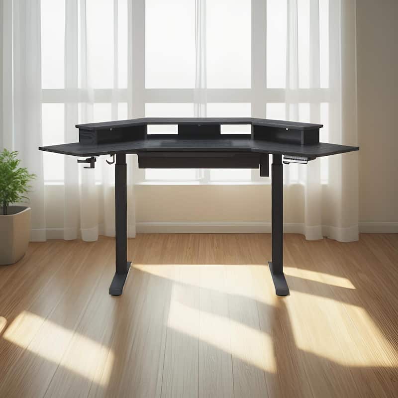 KOWO K314 Corner Electric Standing Desk L Shaped Height Adjustable Workstation for Home Office, Sit Stand Computer Desk