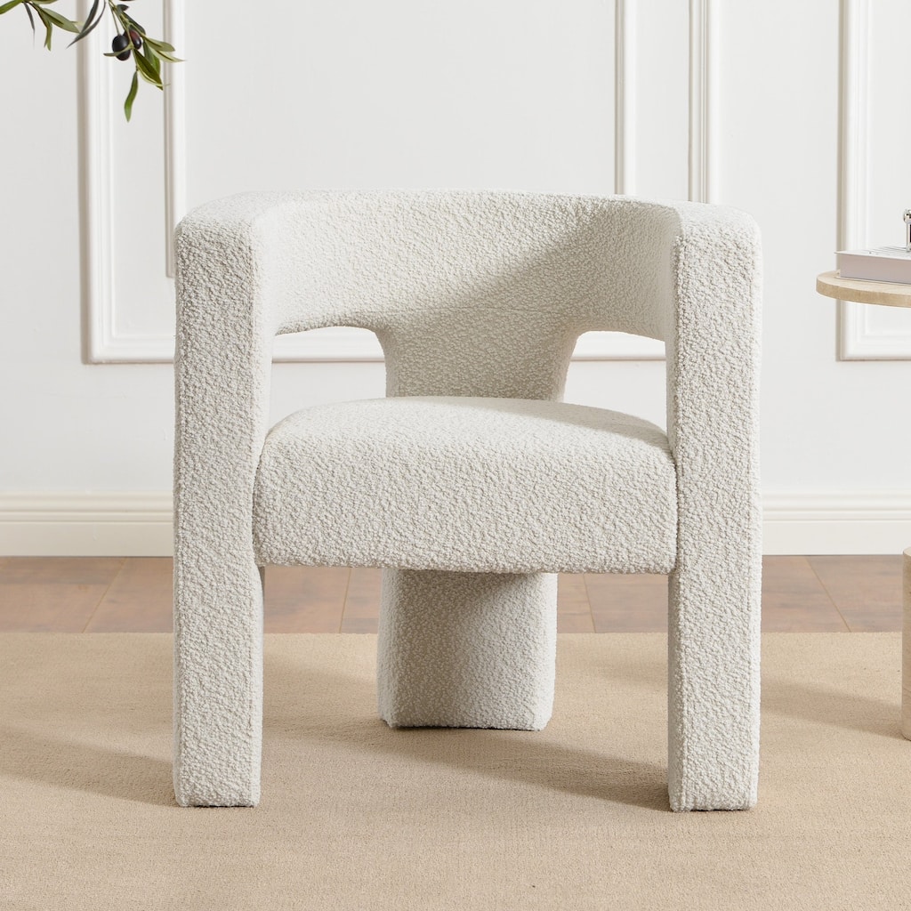 KINWELL 28" Wide Boucle Upholstered Square Armchair