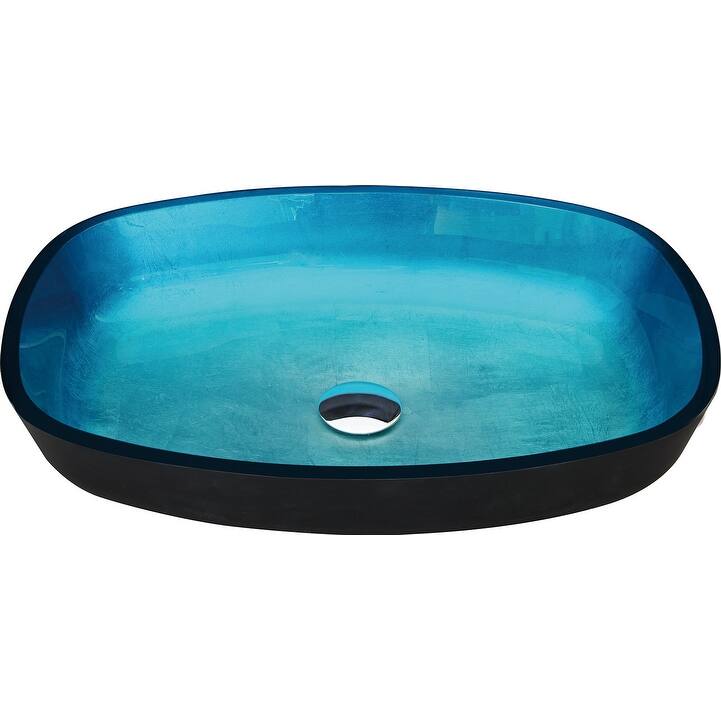 Blue Handmade Rectangular Vessel Bathroom Sink
