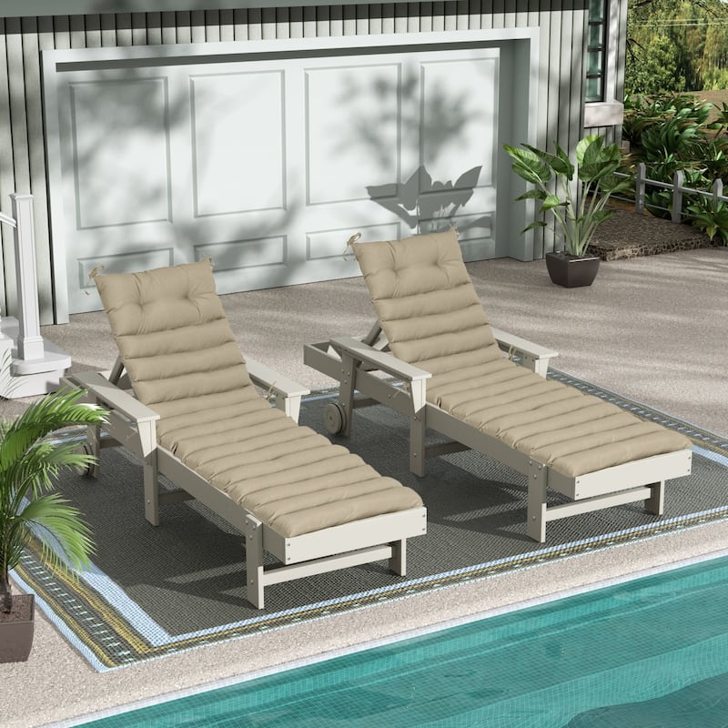 NEW 2PCS Set Outdoor Lounge Chair Cushion Replacement Patio Funiture Seat Cushion Chaise Lounge Cushion