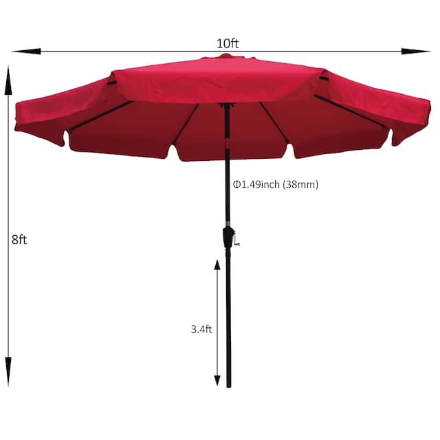 10ft Patio Umbrella Market Table Round Umbrella Outdoor Garden Umbrellas with Crank and Push Button Tilt for Pool Shade Outside