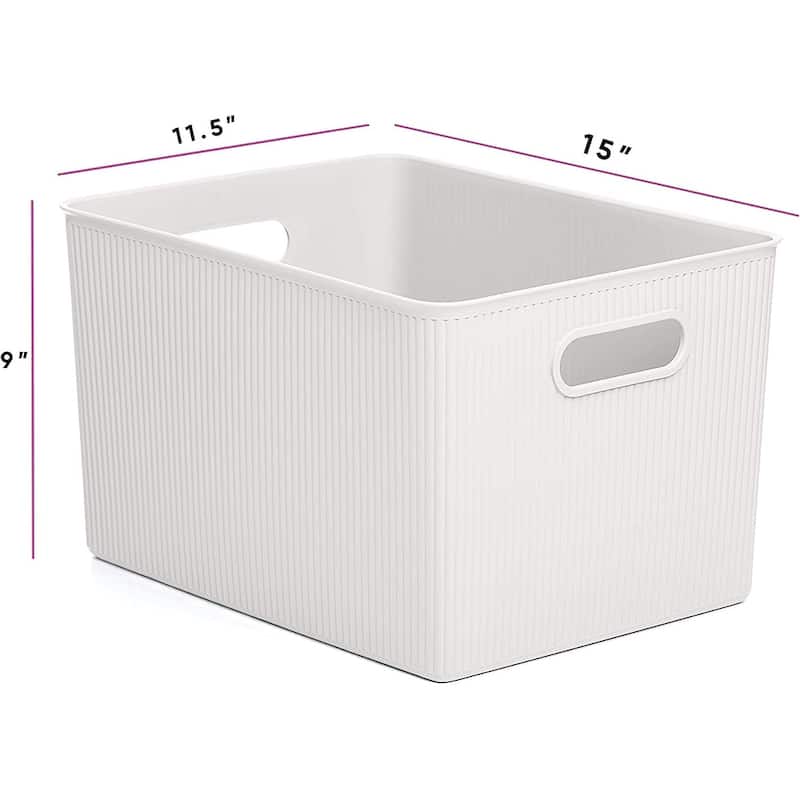 Superio Ribbed Storage Bin with Matching Lid - 15"W x 9"H x 11.5"D