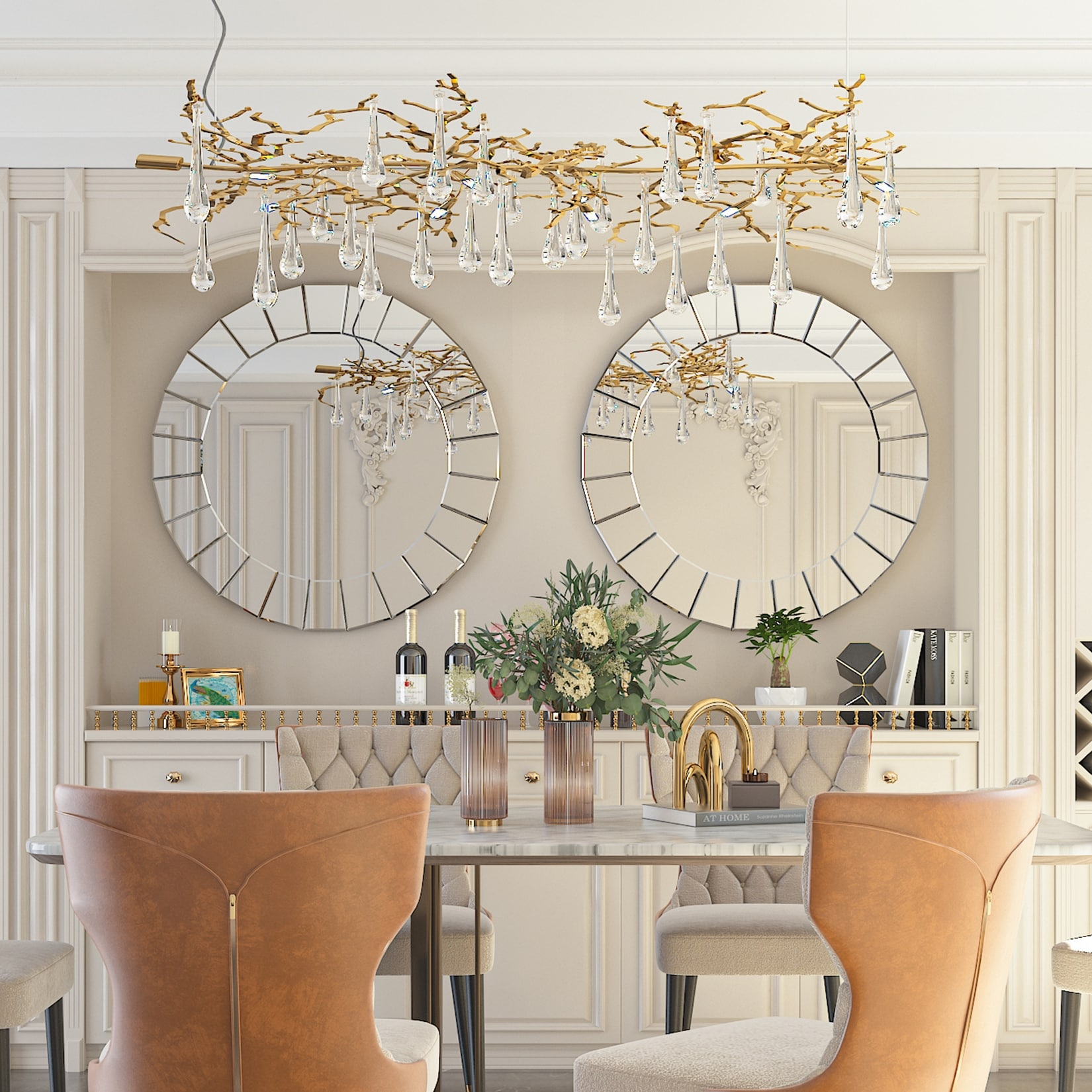 ベネチアン風オーバルミラー Large-Round-Decorative-Mirrors