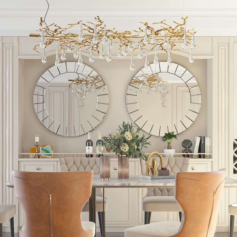 Large Round Decorative Mirrors for Wall Decor Venetian Ornate Mirror - 32in.Wx32in.H