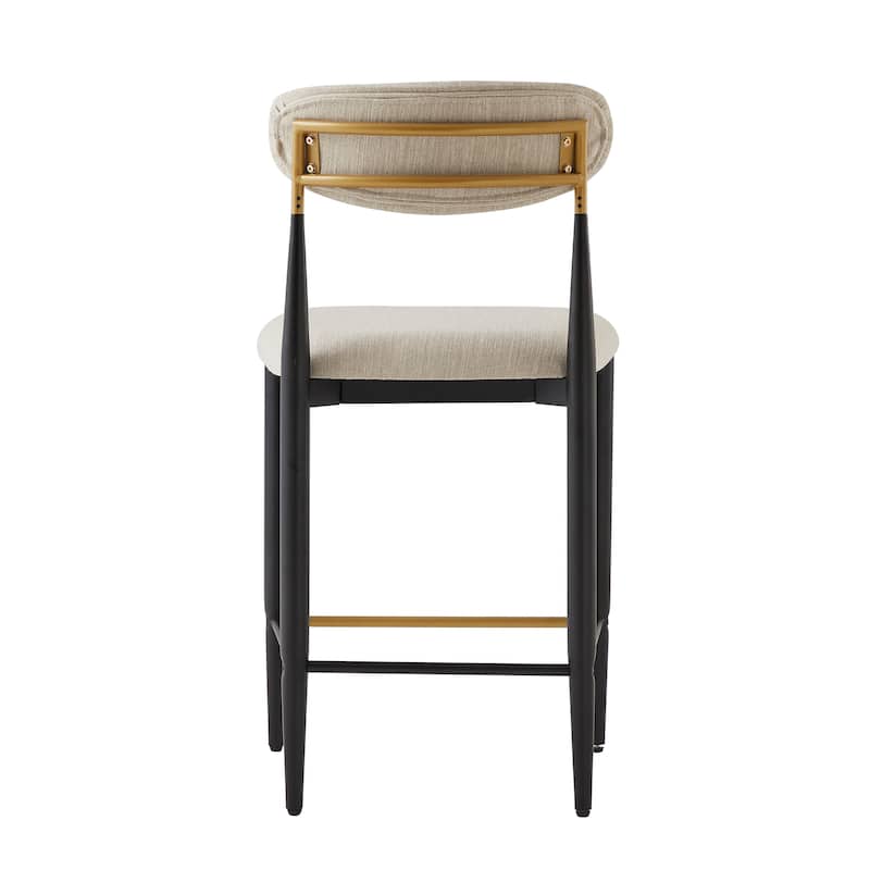 Christopher Knight Home - Livia Armless Bar Stool Set of 2 - Modern Fabric Upholstery with Sleek Black and Gold Metal Frame