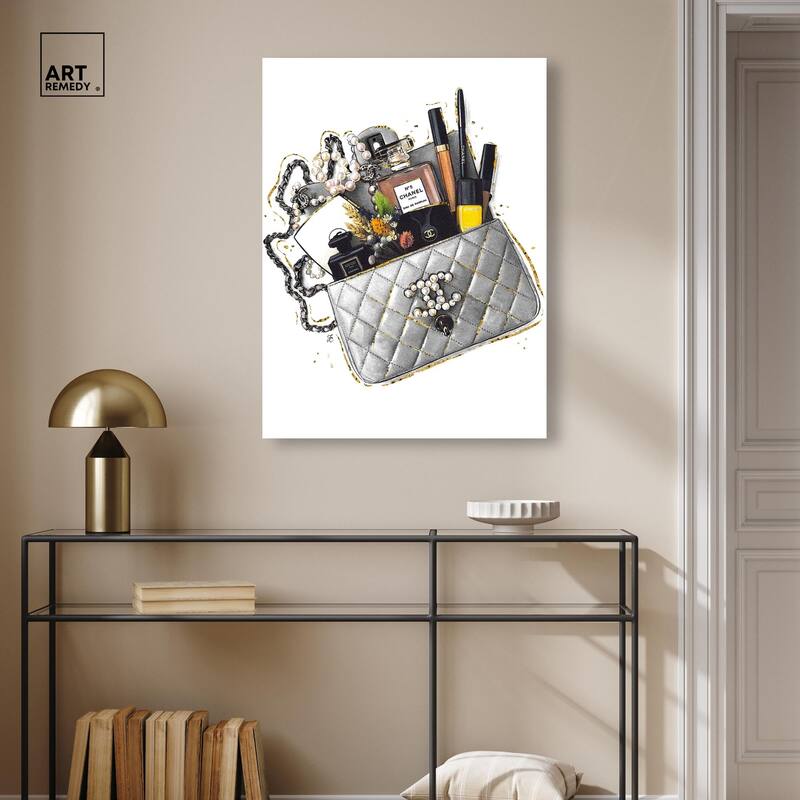 Grey Treasure Bag Canvas by Art Remedy, Gallery Wrapped