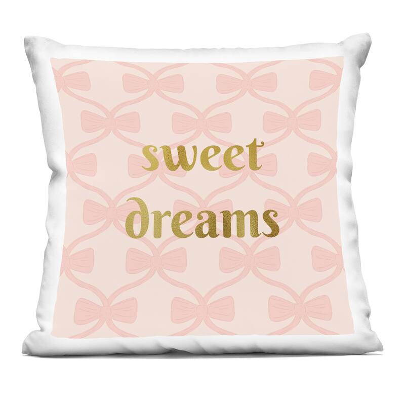 Stupell Pastel Bows & Sweet Dreams Decorative Printed Throw Pillow Design by Sazerelli Designs - Accent - Polyester - Pink - Single