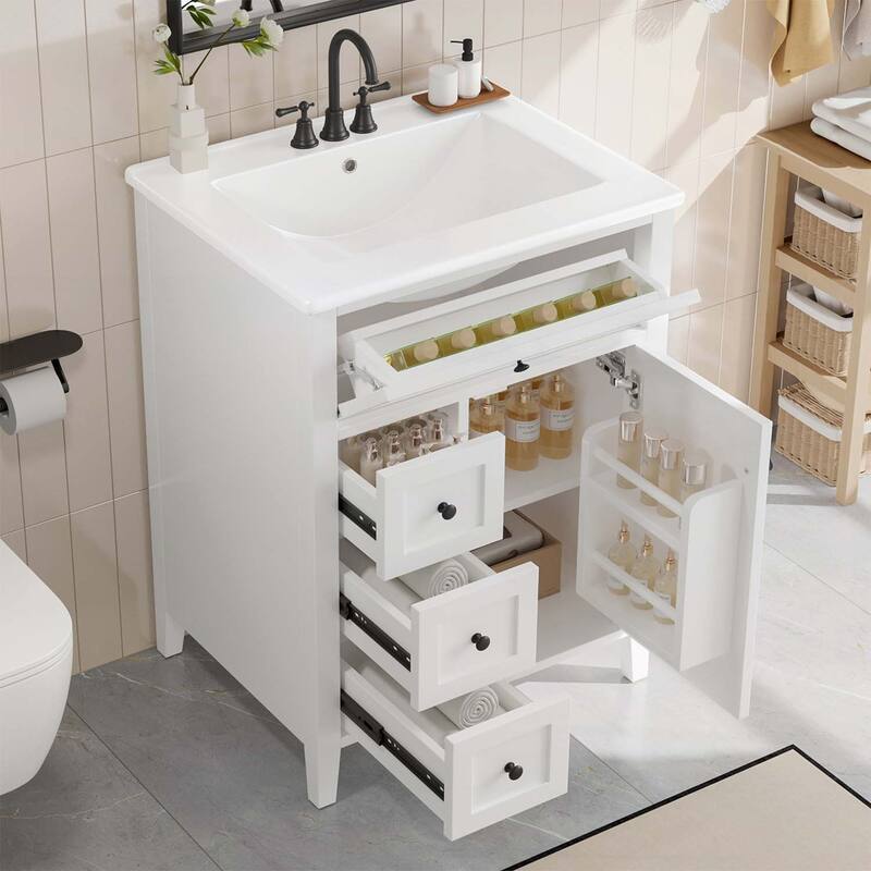 24" Black Bathroom Vanity with Sink