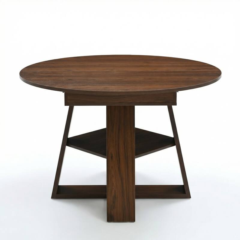 43"-59" Extendable Oval Dining Table with Storage Base, Modern Round to Oval Kitchen Table