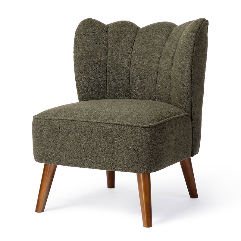 Glitzhome 32.75"H Upholstered Tufted Accent Chair with Rubber Wood Legs