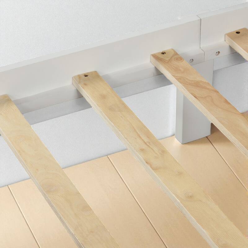 Twin/Full Size Wood Platform Bed with Headboard, Footboard, Solid Slat Support and Pine Frame