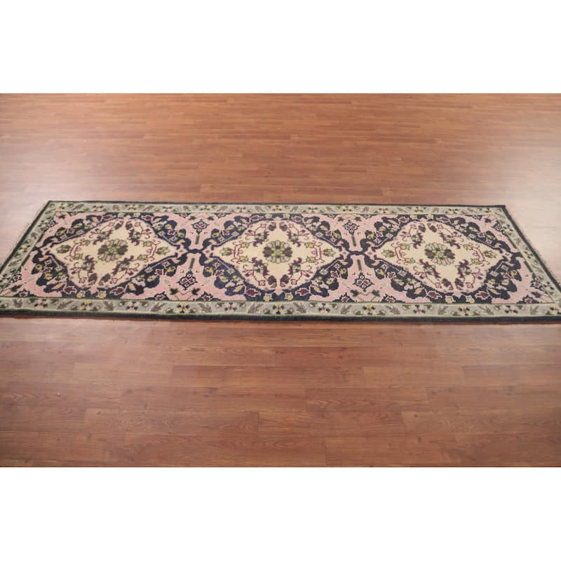Pink Heriz Serapi Oriental Runner Rug Wool Carpet - 2'7"x 7'11"
