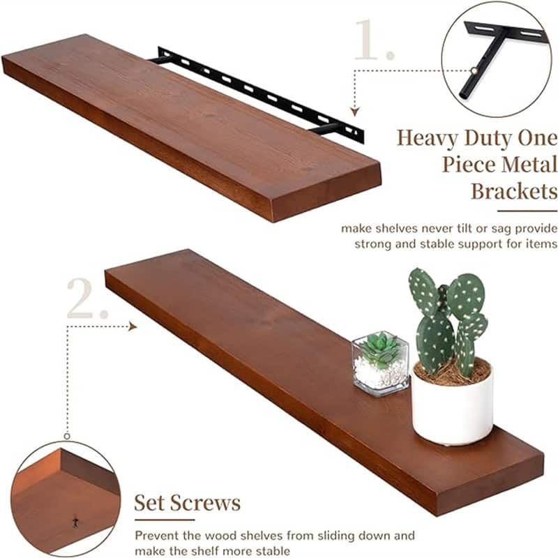 Wood Floating Shelves for Wall - 6.7"D x 36"W x 1.4"H