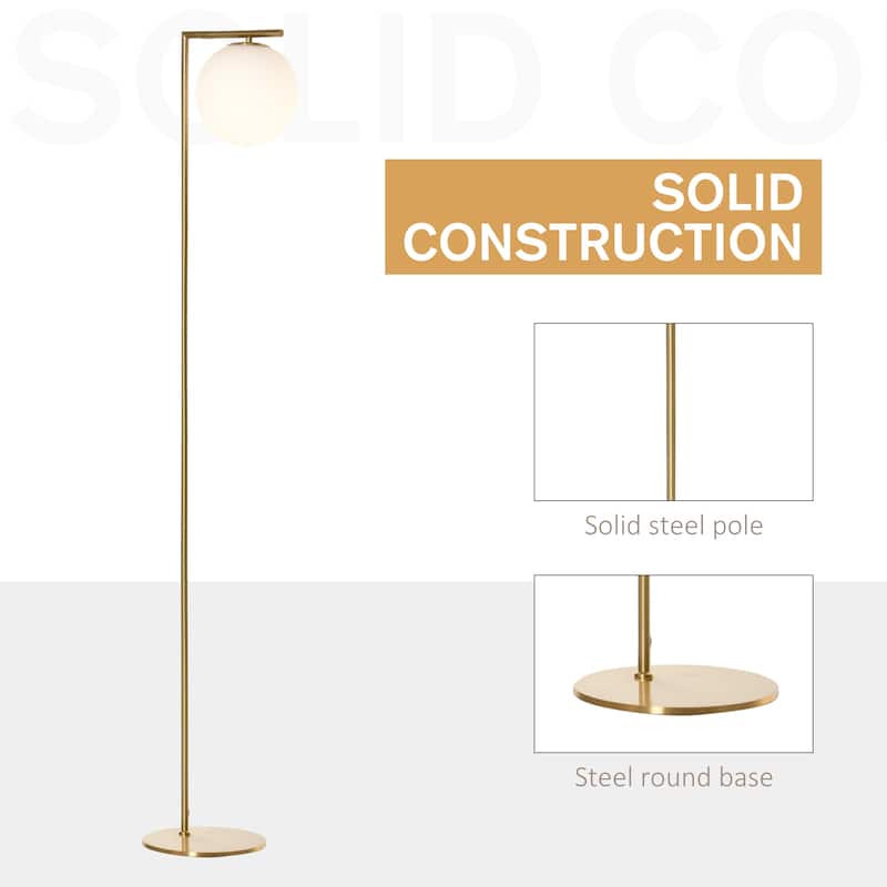 HOMCOM Metal Floor Lamp, Standing Light with Adjustable Lampshade for Living Room, Bedroom, Office