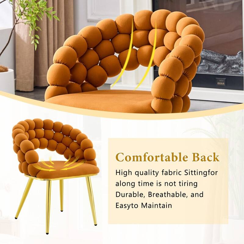 Set of 2 Velvet Bubble Link Chairs - Modern Sculptural Seating for Dining & Living Rooms