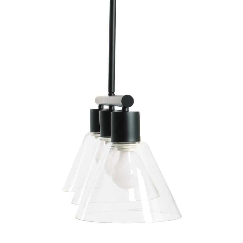 Metal and Glass Linear Chandelier - 33.8"L x 8.6"W x 58.3"H