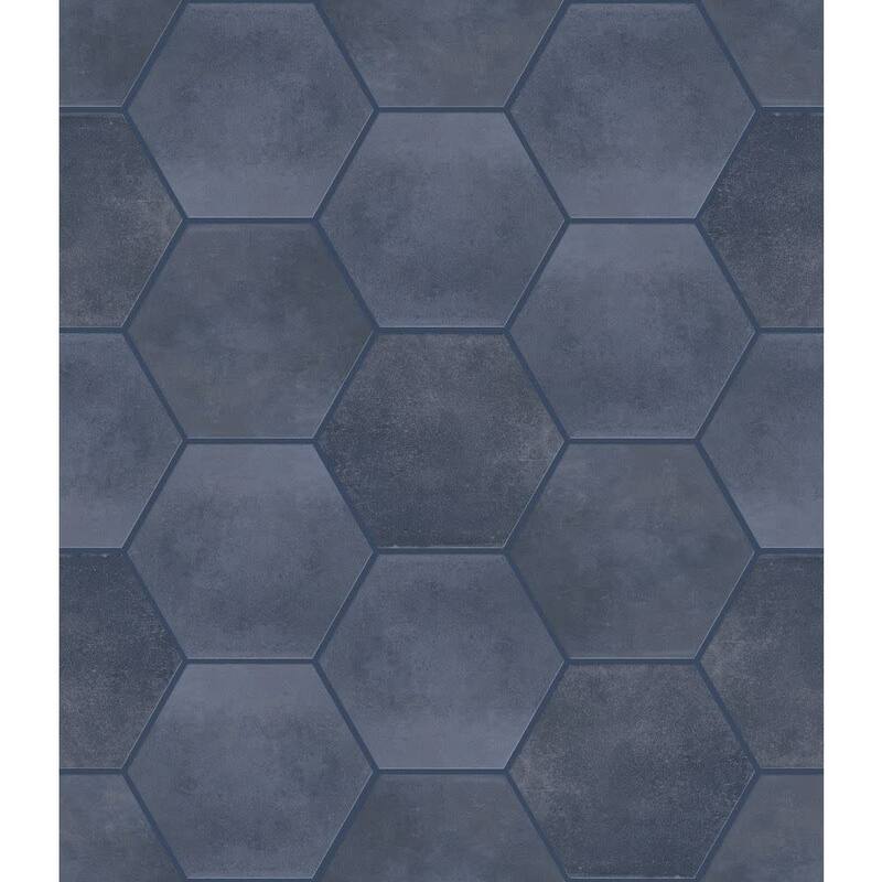 Shaw 493TS Halftone - 9" x 11" Hexagon Floor and Wall Tile - Glossy - Navy Sea