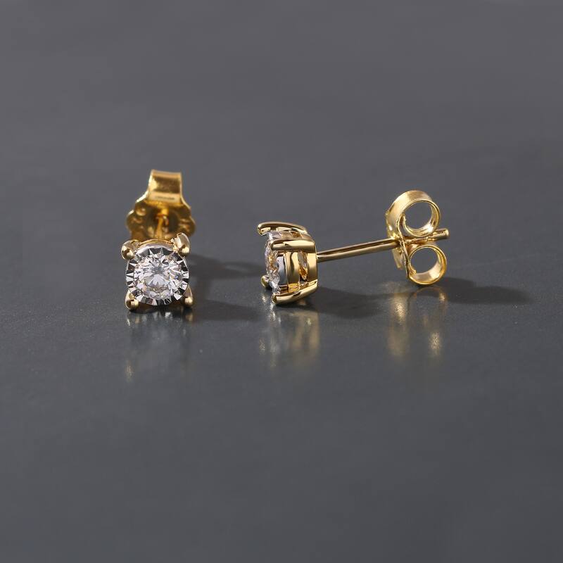 1/20ct - 3/4ct TDW Diamond Stud Earrings in Silver for Women - 1/6 ct - Yellow