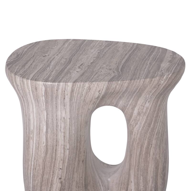 Christopher Knight Home - Modern Indoor/Outdoor 18.9"H U-Shaped Faux Marble MgO Accent Side Table with Unique Veining
