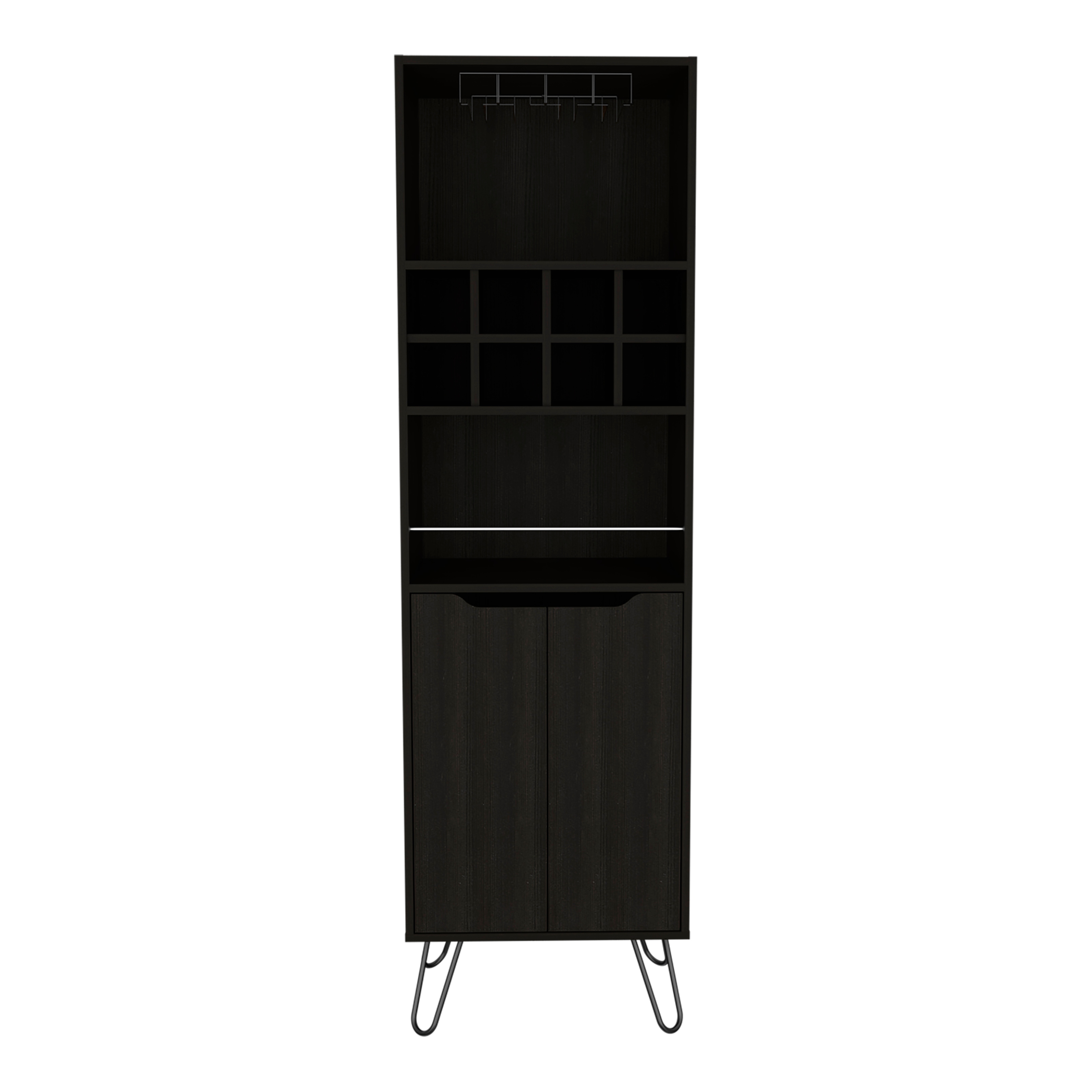 Bar Cabinet with 8 Built-in Wine Rack and 2 Cabinets With Single Door