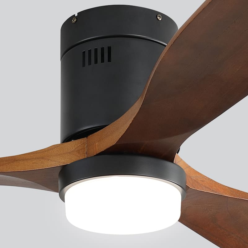 Sofucor 52 Inch Flush Mount Ceiling Fan with Remote, Reversible Motor,Integrated Light Optional