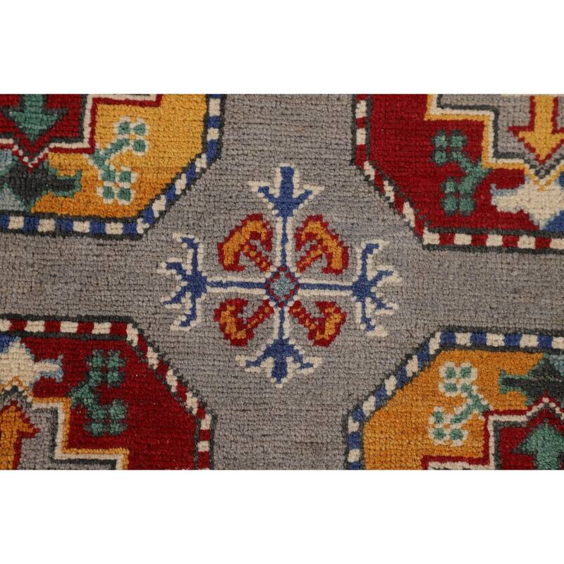 All-Over Gray Kazak Oriental Area Rug Hand-Knotted Wool Carpet - 8'5" x 11'9"