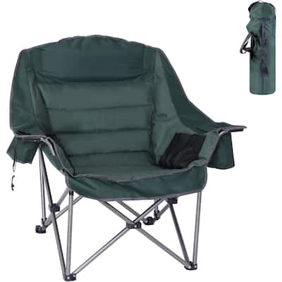 Camping Chair, Padded Camping Chair Cushioned Extra Wide, Cup Holder, and Carry Bag