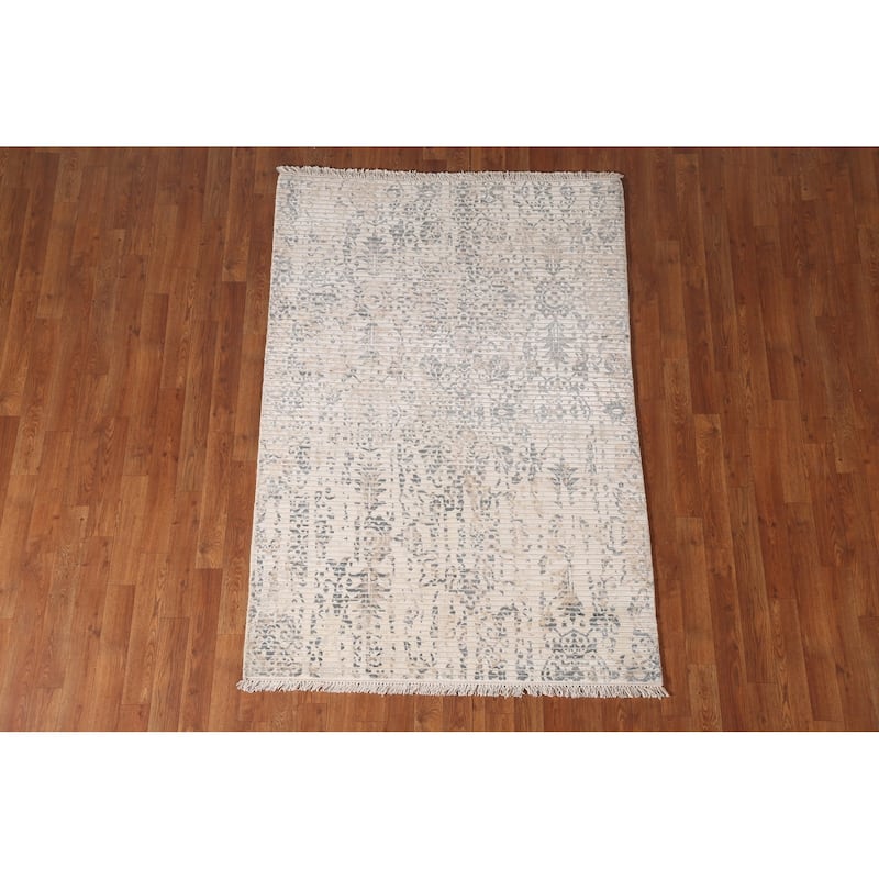 All-Over Abstract Oriental Accent Rug Handmade Wool Carpet - 3'11"x 5'8"
