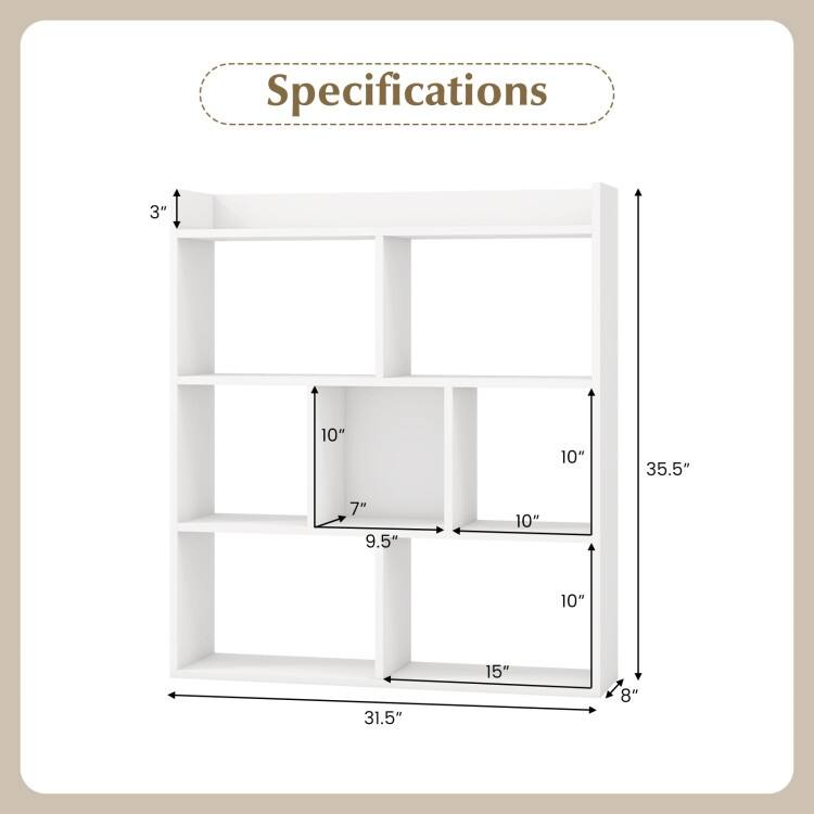 7 Cubes Open-Back Bookshelf with Anti-Toppling Devices - 31.5" x 8" x 35.5" (L x W x H)