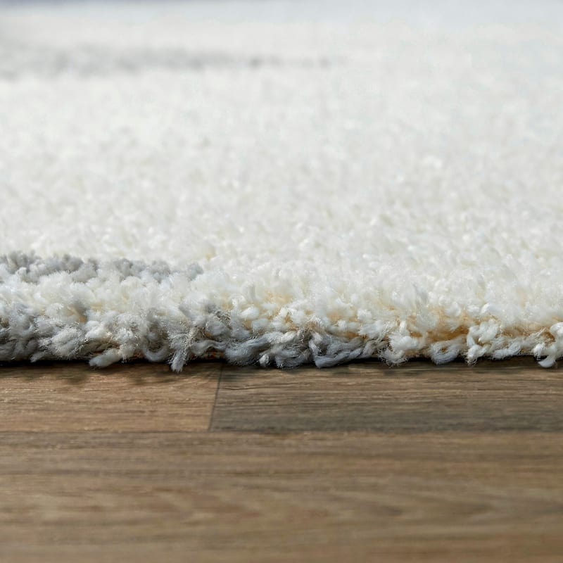 Hughes Geometric Striped Shag Area Rug