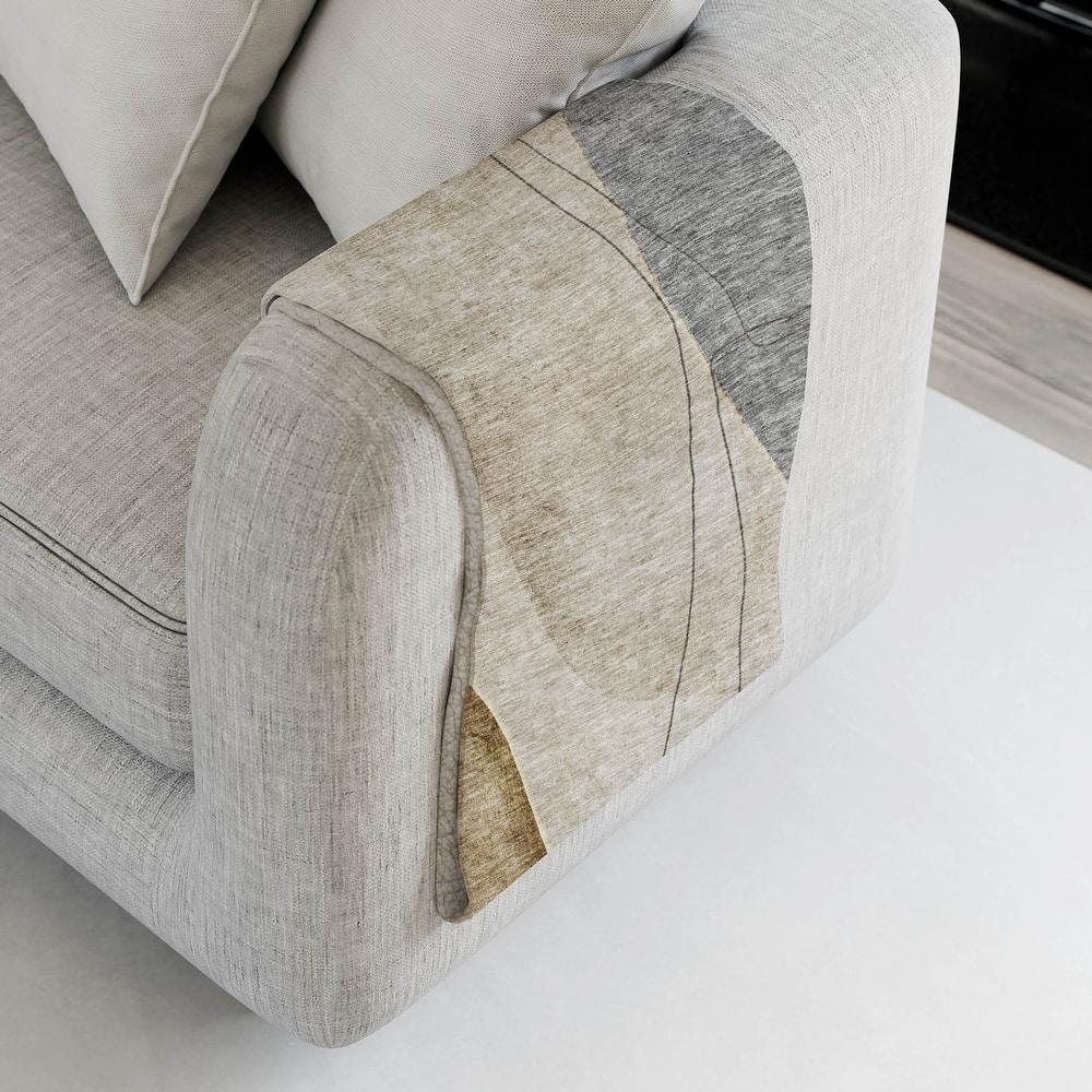 Premium Machine Washable Contemporary Abstract Sherpa Throw Blanket