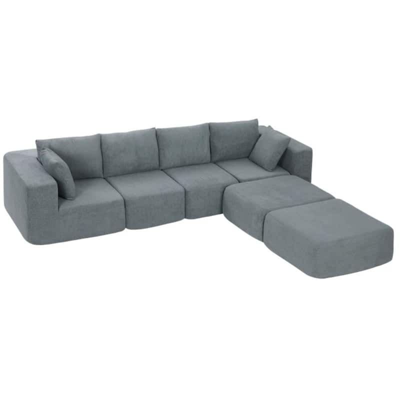 115.7" Velvet Sectional Sofa with 2 Ottomans, No Assembly Required