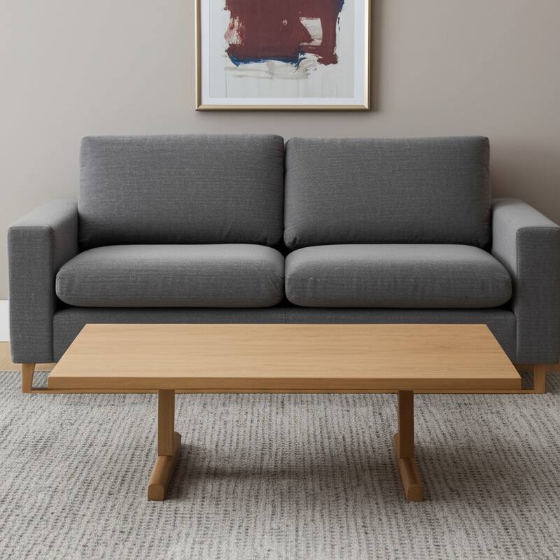 HomeRoots 55" Natural Solid Wood Double Pedestal Coffee Table - 55' X '17' X '30 - Natural